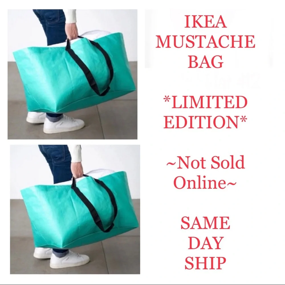 NEW * 2 LIMITED EDITION IKEA Slukis MINT Large Shopping Bag